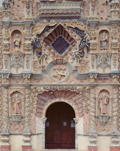 Fasade til Franciscan Mission Church of Saint Francis, 1754-62 av Mexican School