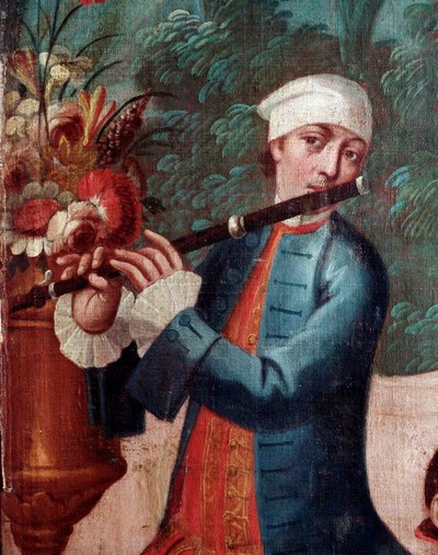 Fløytespiller (Skjermdetalj, maleri av Mexican School