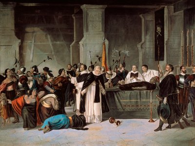 Begravelse av Atahualpa, august 1533, ca. 1869 (olje på lerret) av Mexican School