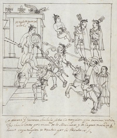 Ms Hunter 242 f.256r Evangelical Battle, fra Historia de Tlaxcala av Diego Munoz Camargo av Mexican School