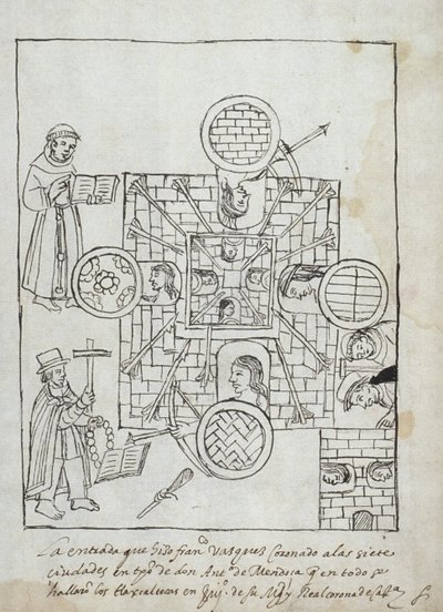 Ms Hunter 242 f.317r Den spanske erobringen, fra Historia de Tlaxcala av Diego Munoz Camargo av Mexican School