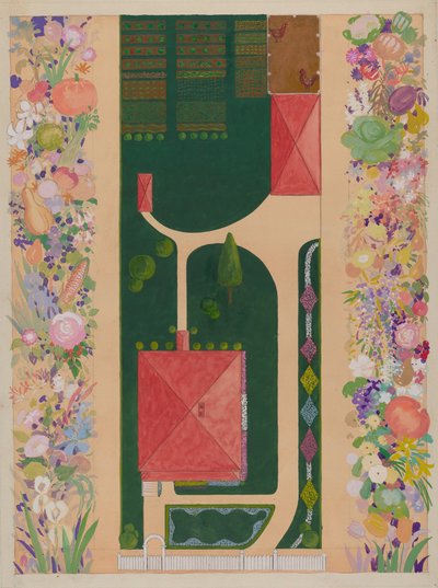 Samuel Harrison hus og hage, ca. 1936. av Meyer Goldbaum