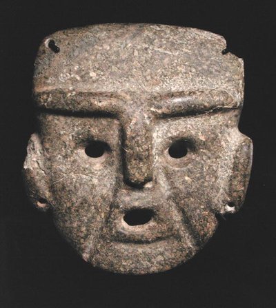Maske, 300-100 f.Kr. (grønnstein) av Mezcala Mezcala