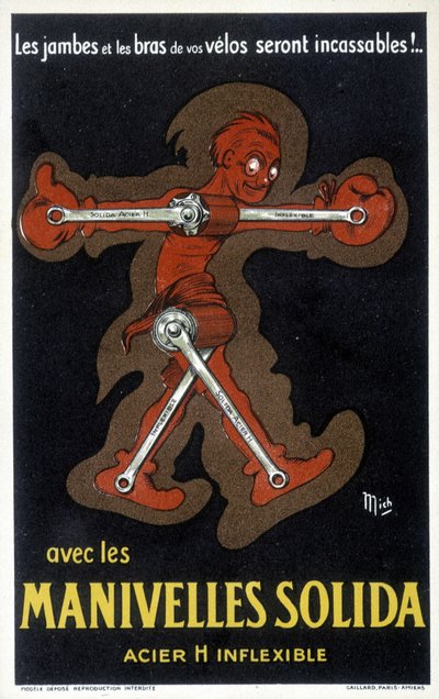 Reklame for Velo-sveiver laget av solid stål. Tegning av Mich (Michel Liebeaux av Mich