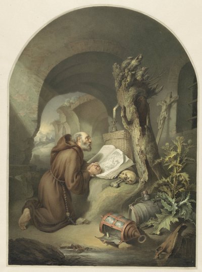 Bedende munk etter G. Dou av Michał Płoński