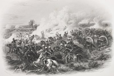 Slaget ved Moodkee, 1845, gravert av C.H. Jeens, fra 