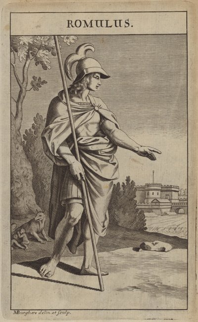 Romulus, en av de mytiske tvillinggrunnleggerne av Roma av Michael Burghers