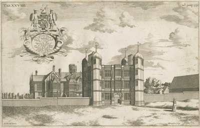 Tixall Hall and Gatehouse: kobberplategravering, nd [1686] (trykk) av Michael Burghers