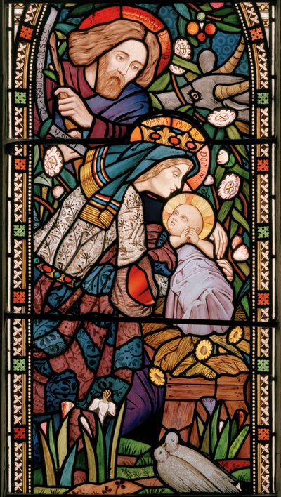 Nativity, ca. 1860 (farget glass) av Michael Frederick Halliday