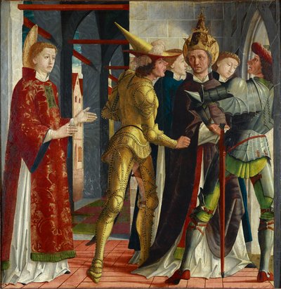 Pave Sixtus II tar farvel med St. Laurentius av Michael Pacher