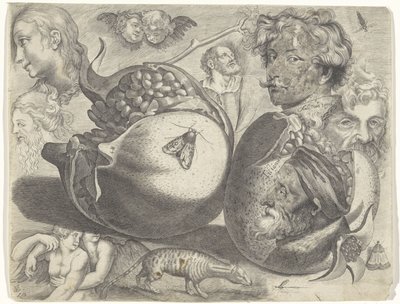 Studieark med tegningseksempler: hoder, figurer, frukt, dyr Tegningseksempler (serietittel) av Michael Snijders
