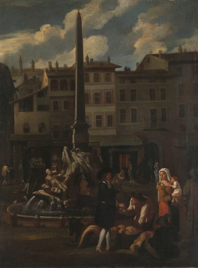 Markedsscene i Roma, Piazza Navona av Michael Sweerts (manner of)