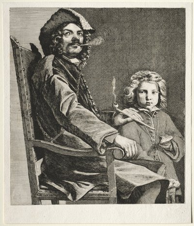 Mann som røyker en pipe og en liten gutt, ca. 1660. av Michael Sweerts