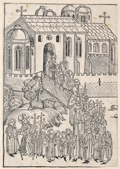 Kristus hilser en pilegrim, c1491 av Michael Wolgemut