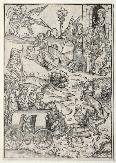 Der Schatzbehalter: The Return of Tobias to Tobit; Ankomsten til Tobias' kone; Engelen som bringer mat og drikke til Elia i ørkenen av Michael Wolgemut