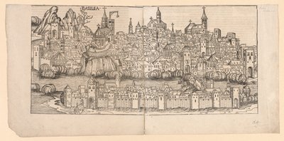 Nürnberg-krøniken: Topografisk utsikt over Basel, Sveits av Michael Wolgemut