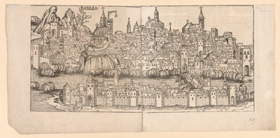 Nürnberg-krøniken: Topografisk syn på Basel, Sveits, 1493. av Michael Wolgemut