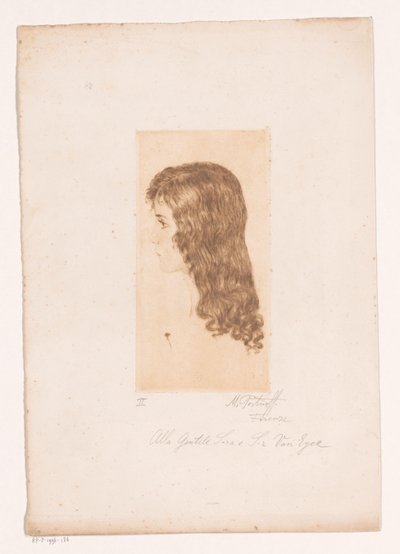 Jentehode med langt hår og profil av Michal Portnoff (signed by artist)