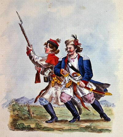 Kostymer til den polske hæren etter 1700 (farge litho) av Michal Stachowicz