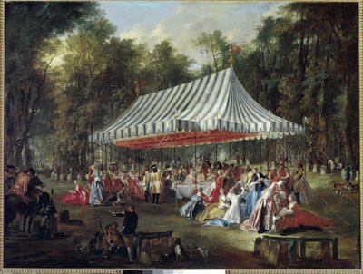 Bankett i parken.(olje på lerret av Michel Barthelemy Ollivier or Olivier