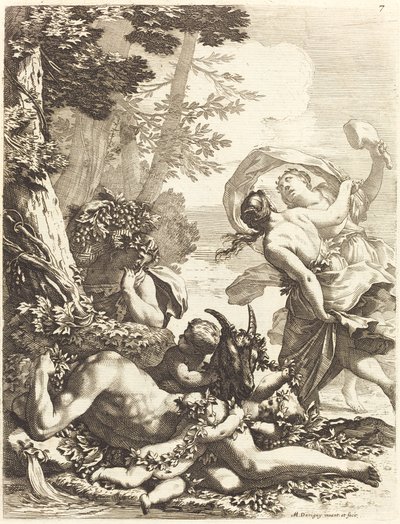 Bacchanal med Sovende Bacchus av Michel Dorigny