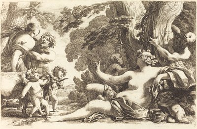 Sittende Bacchante med barn av Michel Dorigny