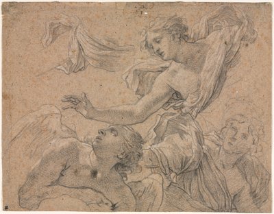 Studier av Angels recto, Panthea før Cyrus verso, 1655-1660. av Michel Dorigny
