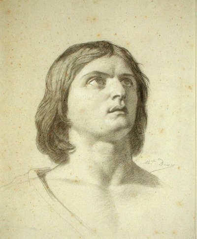 Head of a Youth (svart-hvitt kritt på papir) av Michel Dumas