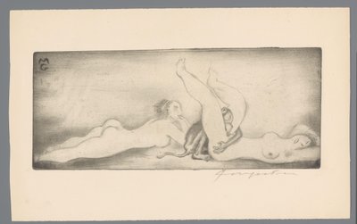 Ex libris av Gianni Mantero MG (tittel på objekt) av Michel Fingesten (signed by artist)