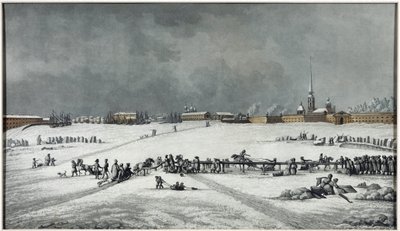 Utsikt over Peter og Paul-festningen (Pierre-et-Paul) - Utsikt over Peter og Paul-festningen - Michel Francois Damam-Demartrait (1763-1827). Akvatint av Michel Francois Damam Demartrait