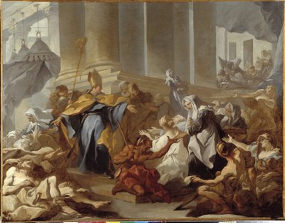 De gode gjerningene til St. Thomas Dette er sannsynligvis Saint Thomas de Villeneuve (Tomas de Villanueva) (1487-1555), eveque av Valencia av Michel Francois Dandre Bardon