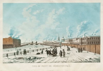 Semyonovsky-broen i St. Petersburg, 1813 av Michel Francois Damam Demartrait