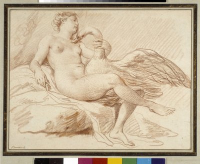 Leda og svanen (sanguine) av Michel-Honore Bounieu