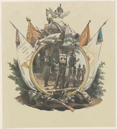 Medaljong med frivillige jegere ved Utrecht University, 1830 av Michel Mourot