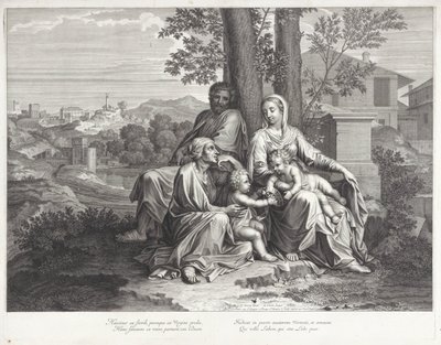 Hellig familie med Elisabeth og døperen Johannes av Michel Natalis