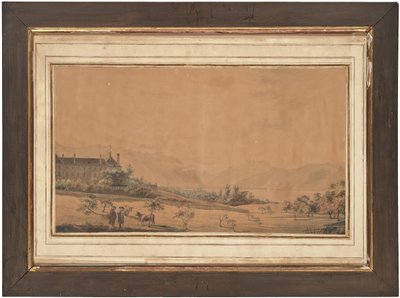 En av fire utsikter over Chateau d'Hauteville St-Légier, Vevey, Sveits av Michel Vincent Brandoin or Brandouin