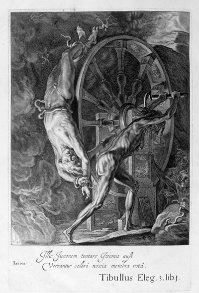 Ixion i Tartarus på hjulet, 1655 av Michel de Marolles