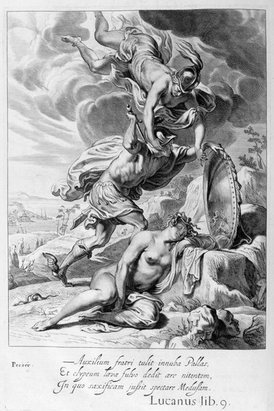 Perseus kutter av Medusas hode, 1655 av Michel de Marolles