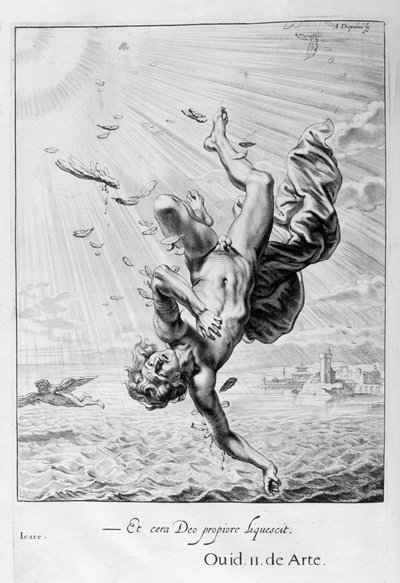 Ikaros fall, 1655 av Michel de Marolles