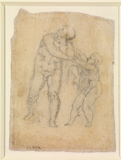 Aeneas og et barn (verso), n.d. (blyant på papir) [se 5934522] av Michelangelo Buonarroti