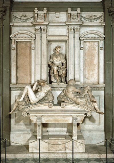 Allegory of Day and Night, mausoleet til Giuliano de Medici. Marmor skulptur av Michelangelo Buonarroti