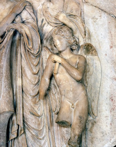 Angel, Venezia-marmor, tidlig på 1500-tallet. Begravelsesseremoni, detalj, Louvre-museet. Skulptur av Michelangelo Buonarroti dit Michel Ange (Michelangelo eller Michelangelo av Michelangelo Buonarroti