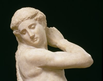 Apollo, eller David, detalj av hodet, skulptur av Michelangelo Buonarroti 1475-1564 detalj av 79842 av Michelangelo Buonarroti