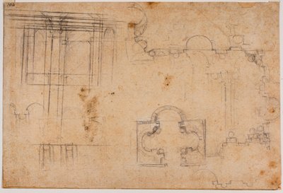 Plantegning og arkitektoniske fasader av Sforza-kapellet av Michelangelo Buonarroti