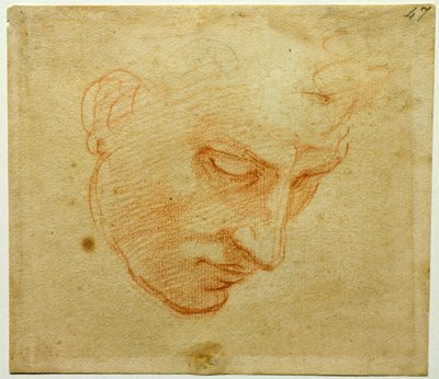 Head Study til taket i Det sixtinske kapell, ca 1509-1510 av Michelangelo Buonarroti