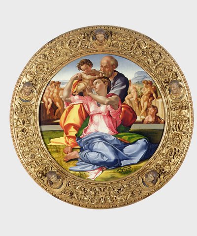 Hellig familie med St. John (Doni Tondo), 1504-05 (se også 156576) av Michelangelo Buonarroti