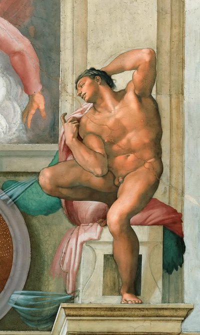 Ignudo Det sixtinske kapells tak i Vatikanet, 1508-1512. av Michelangelo Buonarroti