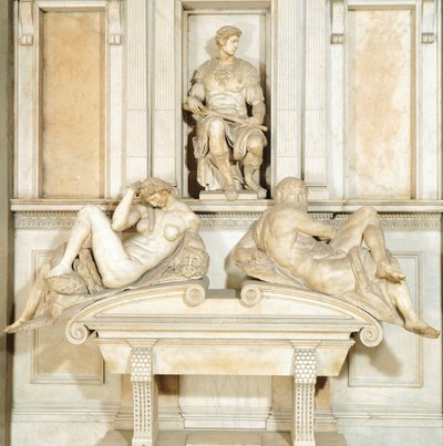 Italia, Firenze, Nytt sakristi i Medici-kapellet i San Lorenzo-basilikaen i Firenze (UNESCOs verdensarvliste av Michelangelo Buonarroti