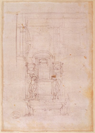 Forberedende tegning til graven til pave Julius II av Michelangelo Buonarroti