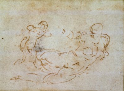 Studie om Venus og Amor av Michelangelo Buonarroti